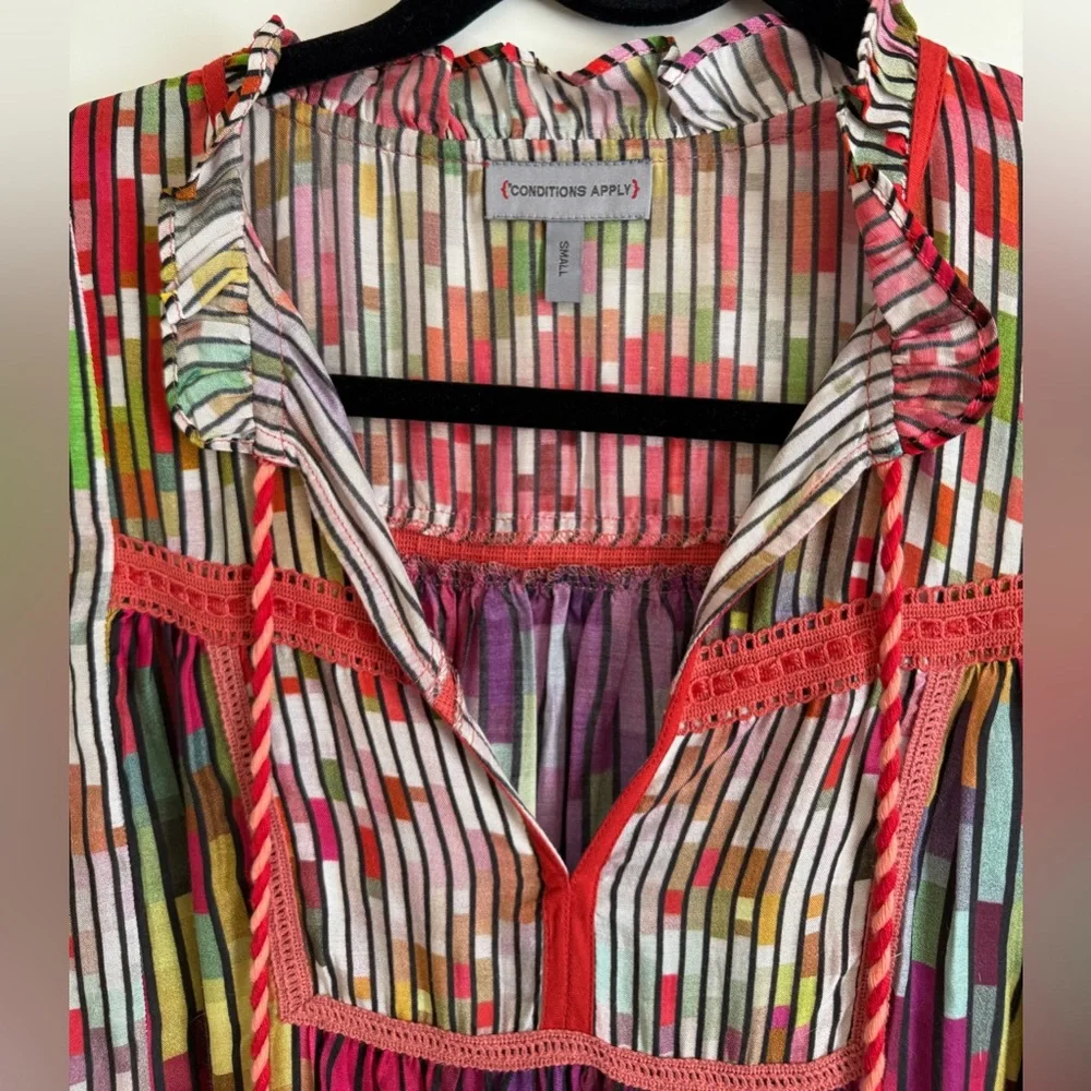 Anthropologie Conditions Apply Inreiza Top Multicolored Block Line Blouse - Picture 8 of 12